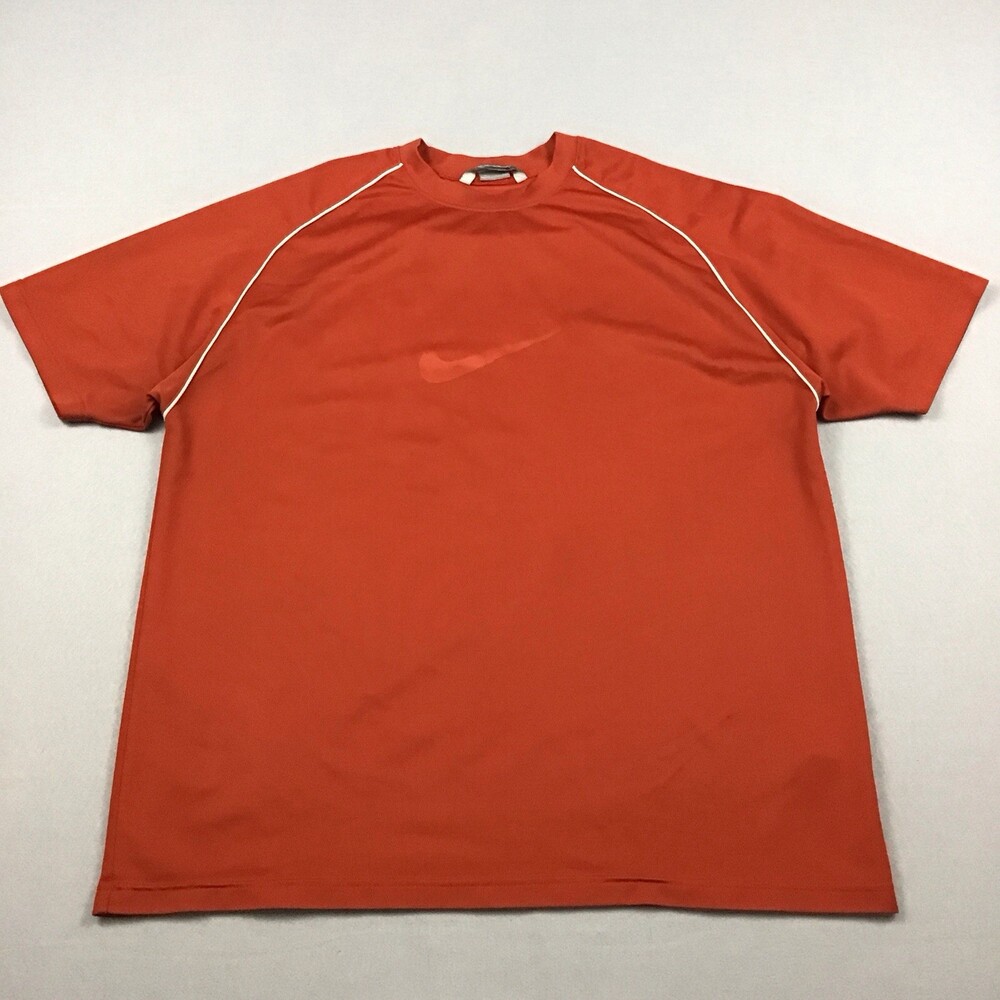 Vintage Nike Shirt Men Extra Large Orange Big Center Swoosh Basketball Y2K 2000s